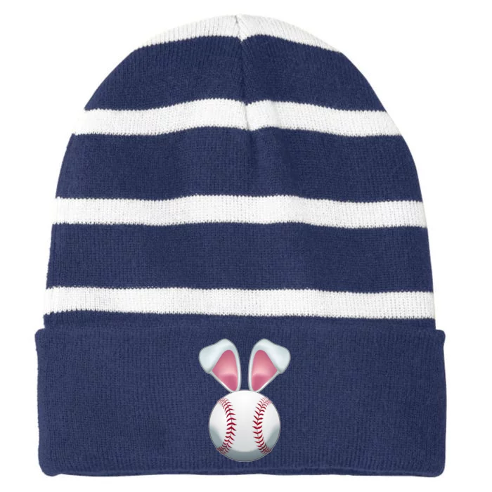 Cute Funny Easter Bunny Baseball Striped Beanie with Solid Band