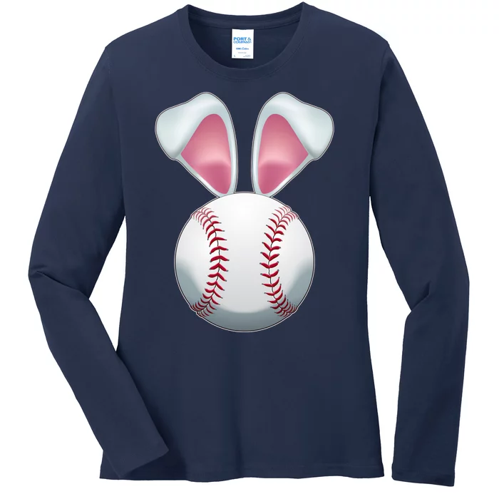 Cute Funny Easter Bunny Baseball Ladies Long Sleeve Shirt