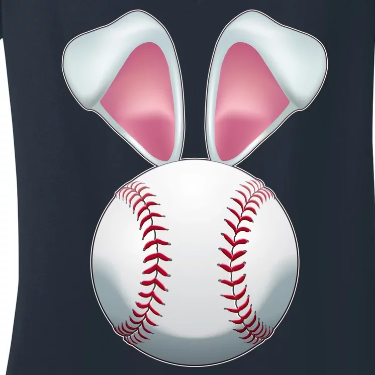 Cute Funny Easter Bunny Baseball Women's V-Neck T-Shirt