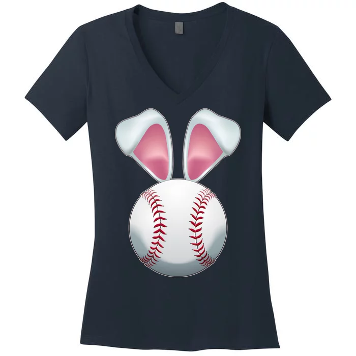 Cute Funny Easter Bunny Baseball Women's V-Neck T-Shirt