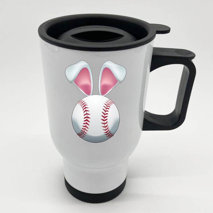 Cute Funny Easter Bunny Baseball Front & Back Stainless Steel Travel Mug