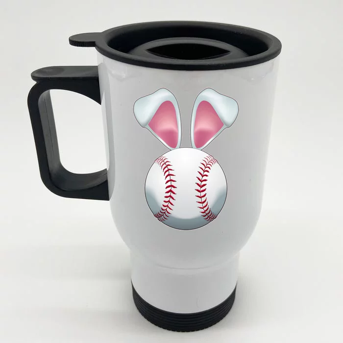 Cute Funny Easter Bunny Baseball Front & Back Stainless Steel Travel Mug