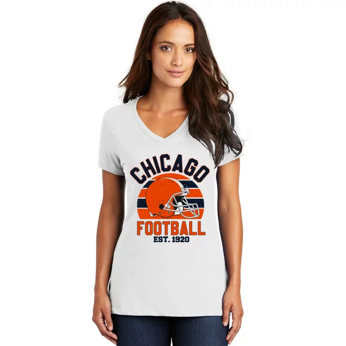 Chicago Football Est 1920 Team Supporter Women's V-Neck T-Shirt