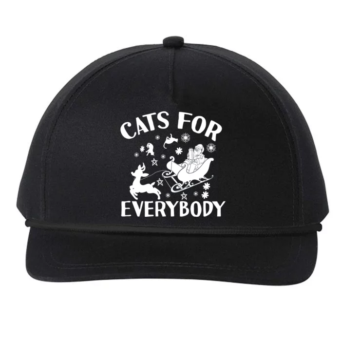 Cats For Everybody Funny Christmas Day Cats Lover Saying Snapback Five-Panel Rope Hat