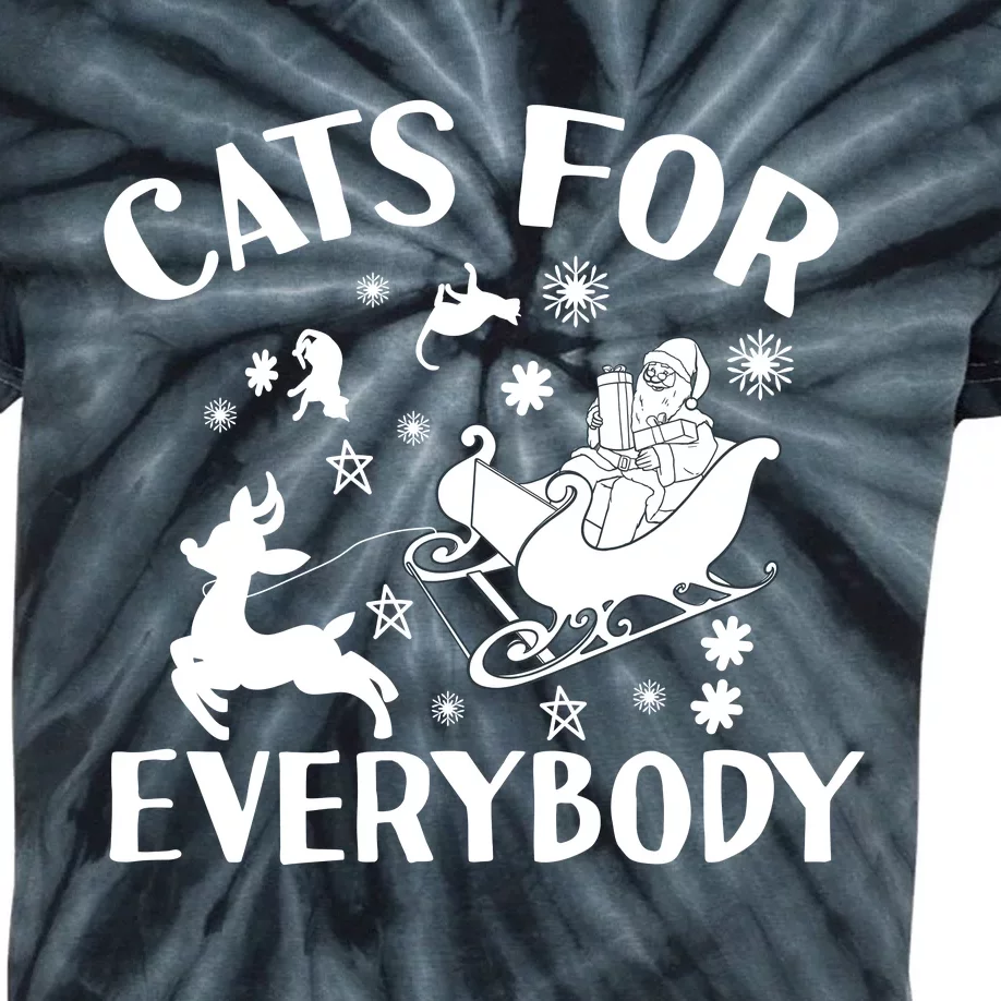 Cats For Everybody Funny Christmas Day Cats Lover Saying Kids Tie-Dye T-Shirt