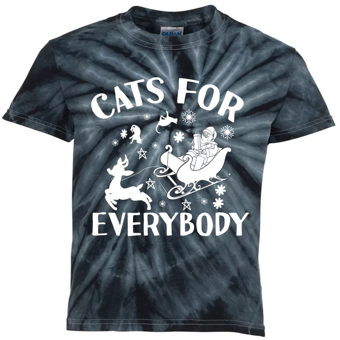 Cats For Everybody Funny Christmas Day Cats Lover Saying Kids Tie-Dye T-Shirt