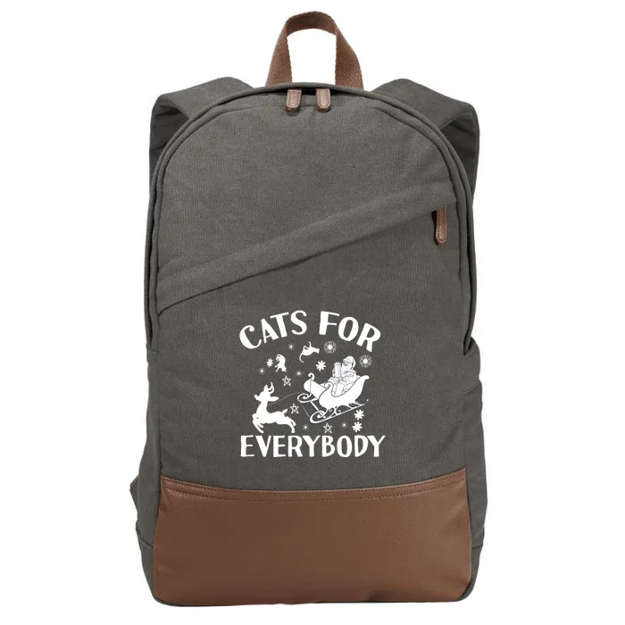 Cats For Everybody Funny Christmas Day Cats Lover Saying Cotton Canvas Backpack