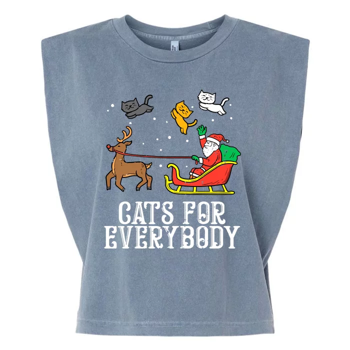 Cats For Everybody Christmas Cat Funny Xmas Santa Gift Garment-Dyed Women's Muscle Tee