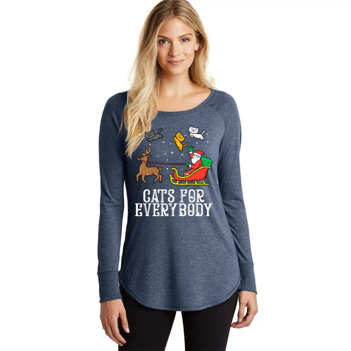 Cats For Everybody Christmas Cat Funny Xmas Santa Gift Women's Perfect Tri Tunic Long Sleeve Shirt