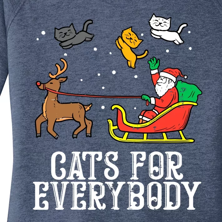 Cats For Everybody Christmas Cat Funny Xmas Santa Gift Women's Perfect Tri Tunic Long Sleeve Shirt