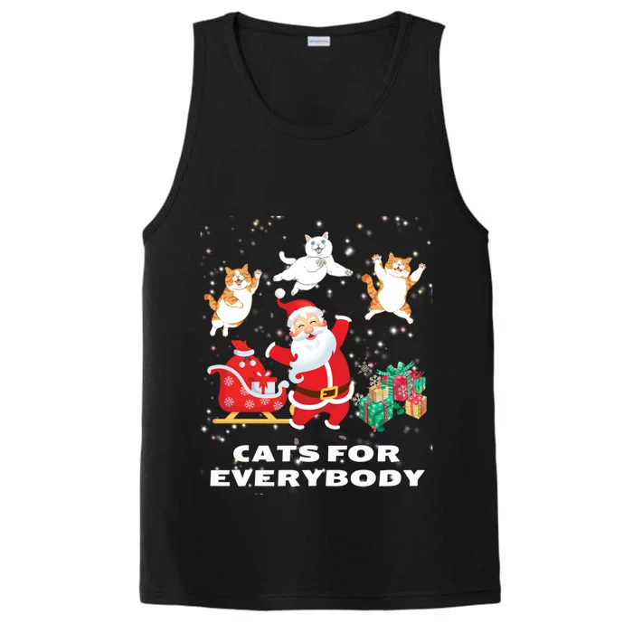 Cats For Everybody Funny Santa Claus Christmas Cat Catmas Gift Performance Tank