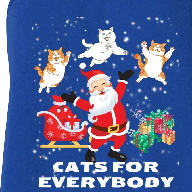 Cats For Everybody Funny Santa Claus Christmas Cat Catmas Gift Women's Racerback Tank