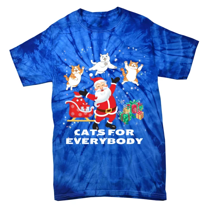 Cats For Everybody Funny Santa Claus Christmas Cat Catmas Gift Tie-Dye T-Shirt