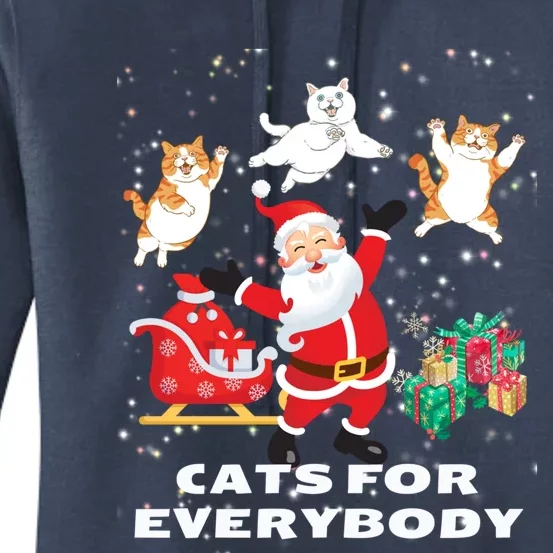 Cats For Everybody Funny Santa Claus Christmas Cat Catmas Gift Women's Pullover Hoodie