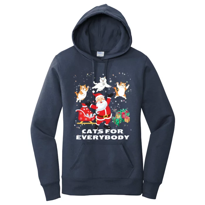 Cats For Everybody Funny Santa Claus Christmas Cat Catmas Gift Women's Pullover Hoodie