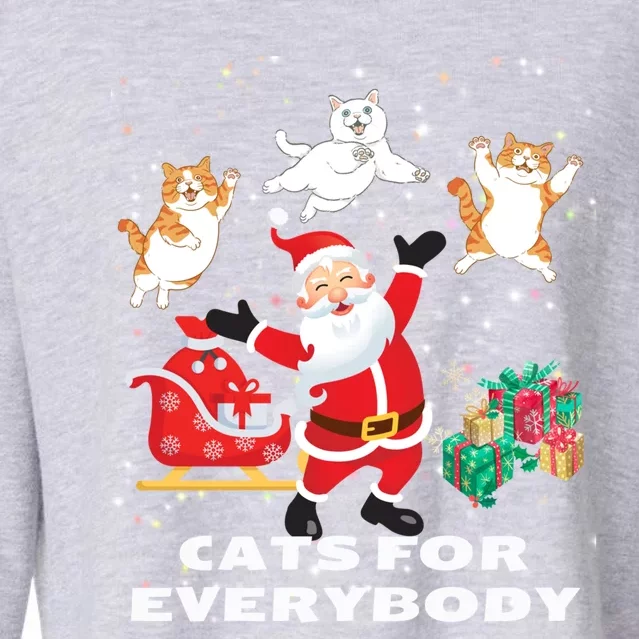 Cats For Everybody Funny Santa Claus Christmas Cat Catmas Gift Cropped Pullover Crew