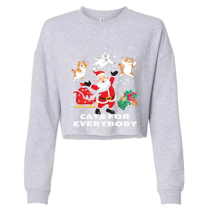 Cats For Everybody Funny Santa Claus Christmas Cat Catmas Gift Cropped Pullover Crew