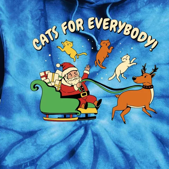 Cats For Everybody Santa Christmas Cat Funny Xmas Cute Great Gift Tie Dye Hoodie