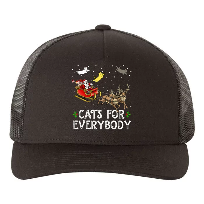 Cats For Everybody Christmas Cat Funny Xmas Santa Yupoong Adult 5-Panel Trucker Hat