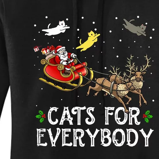 Cats For Everybody Christmas Cat Funny Xmas Santa Women's Pullover Hoodie