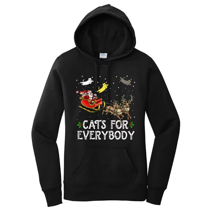 Cats For Everybody Christmas Cat Funny Xmas Santa Women's Pullover Hoodie