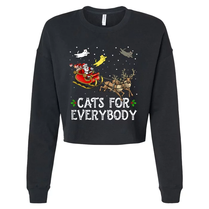 Cats For Everybody Christmas Cat Funny Xmas Santa Cropped Pullover Crew