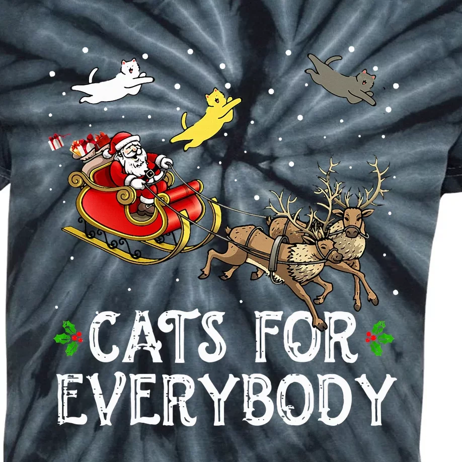 Cats For Everybody Christmas Cat Funny Xmas Santa Kids Tie-Dye T-Shirt