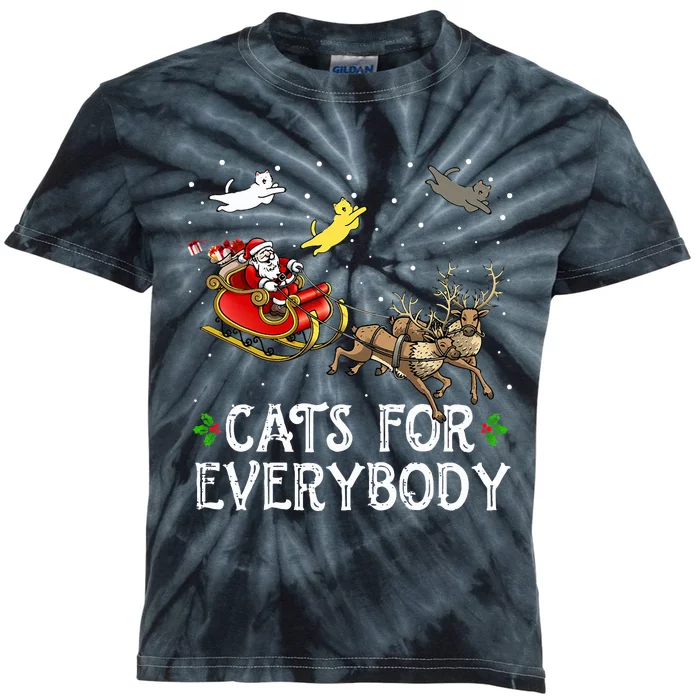 Cats For Everybody Christmas Cat Funny Xmas Santa Kids Tie-Dye T-Shirt