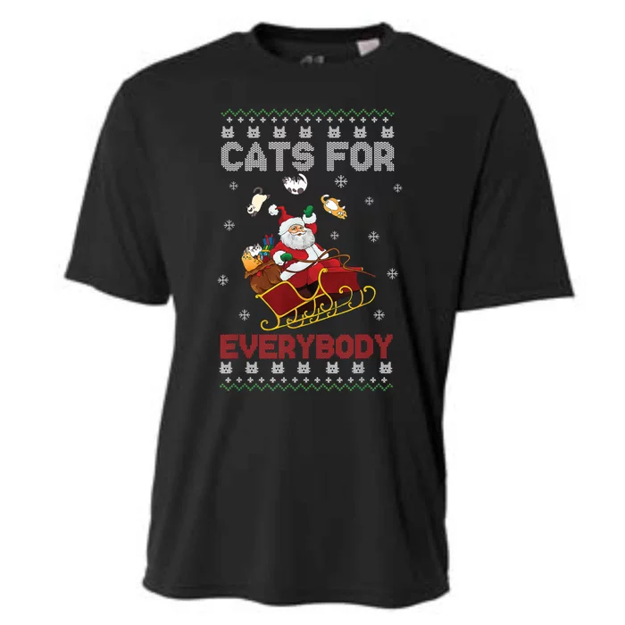 Cats For Everybody Christmas Cute Cat Lover Ugly Sweater Gift Cooling Performance Crew T-Shirt