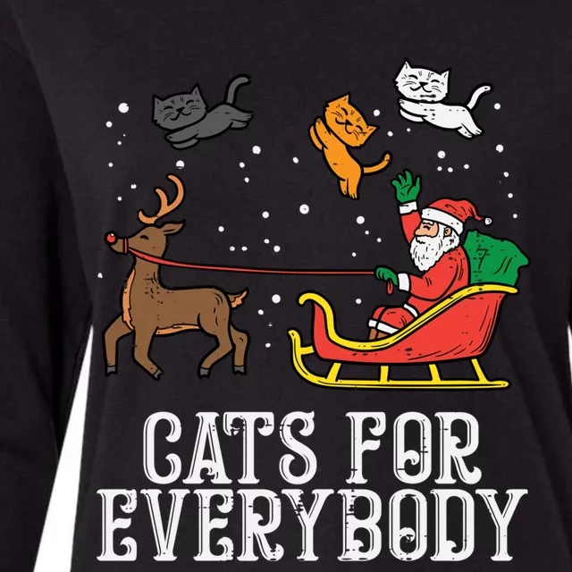 Cats For Everybody Santa Funny Christmas Pjs Xmas Cool Gift Womens Cotton Relaxed Long Sleeve T-Shirt