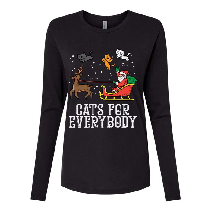 Cats For Everybody Santa Funny Christmas Pjs Xmas Cool Gift Womens Cotton Relaxed Long Sleeve T-Shirt