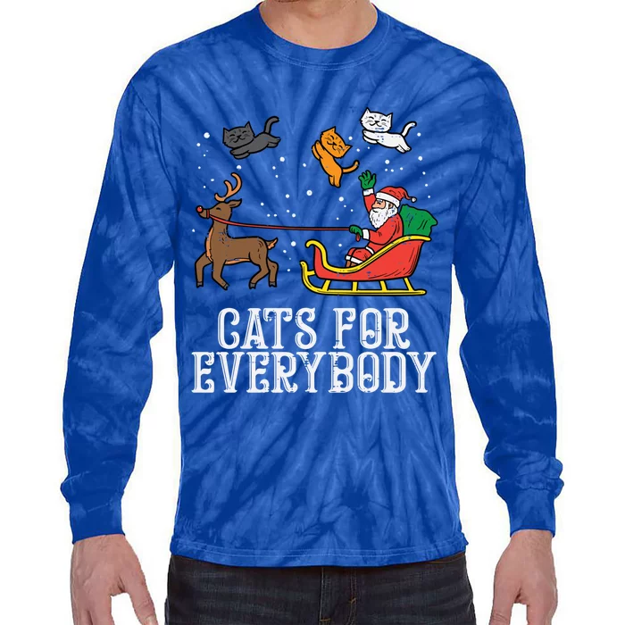 Cats For Everybody Santa Funny Christmas Pjs Xmas Cool Gift Tie-Dye Long Sleeve Shirt