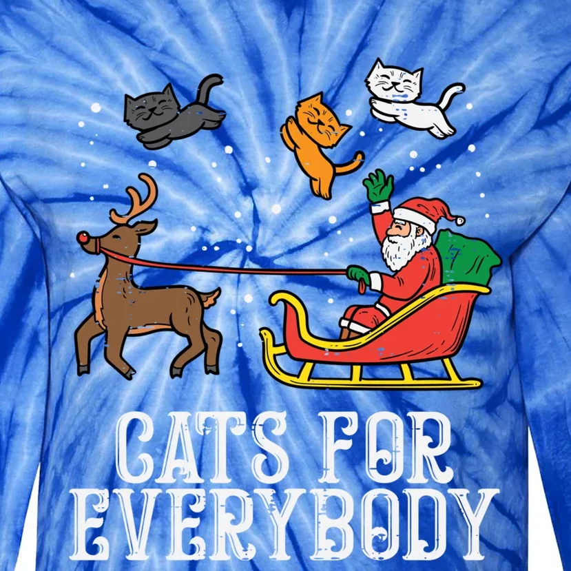 Cats For Everybody Santa Funny Christmas Pjs Xmas Cool Gift Tie-Dye Long Sleeve Shirt