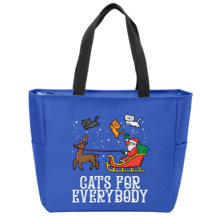 Cats For Everybody Santa Funny Christmas Pjs Xmas Cool Gift Zip Tote Bag