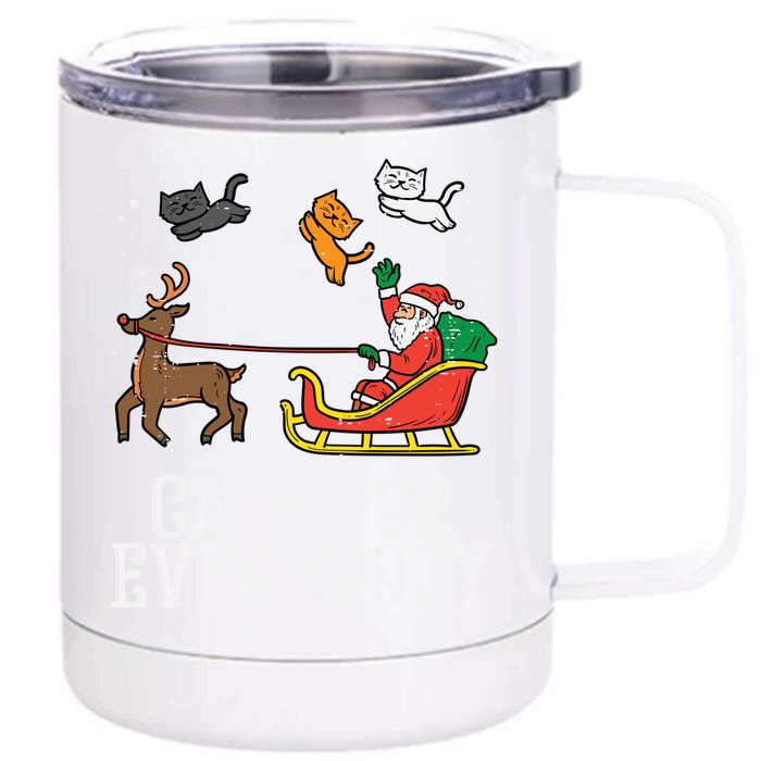 Cats For Everybody Santa Funny Christmas Pjs Xmas Cool Gift Front & Back 12oz Stainless Steel Tumbler Cup