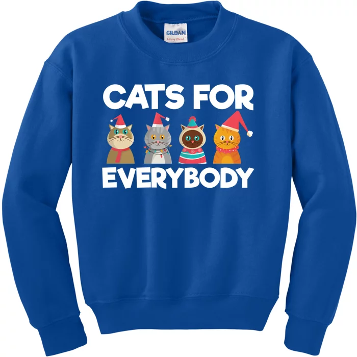 Cats For Everybody Santa Hat Kitties Merry Christmas Costume Gift Kids Sweatshirt