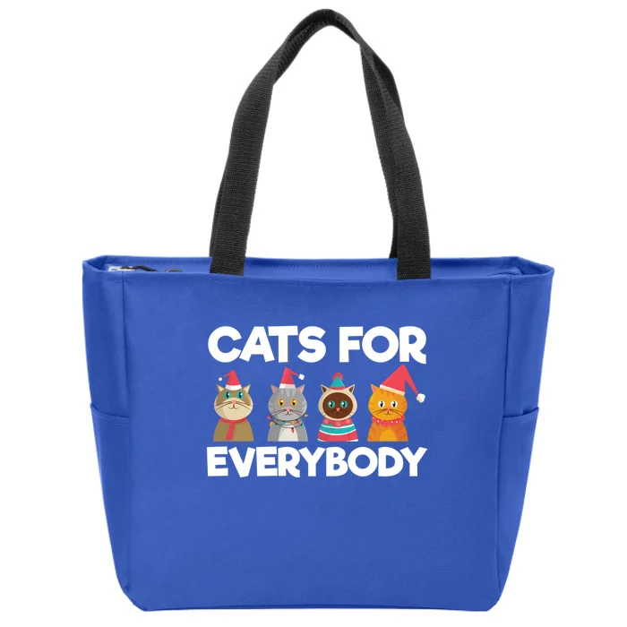 Cats For Everybody Santa Hat Kitties Merry Christmas Costume Gift Zip Tote Bag