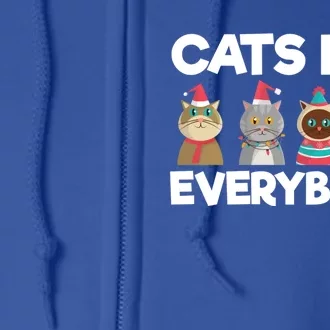 Cats For Everybody Santa Hat Kitties Merry Christmas Costume Gift Full Zip Hoodie