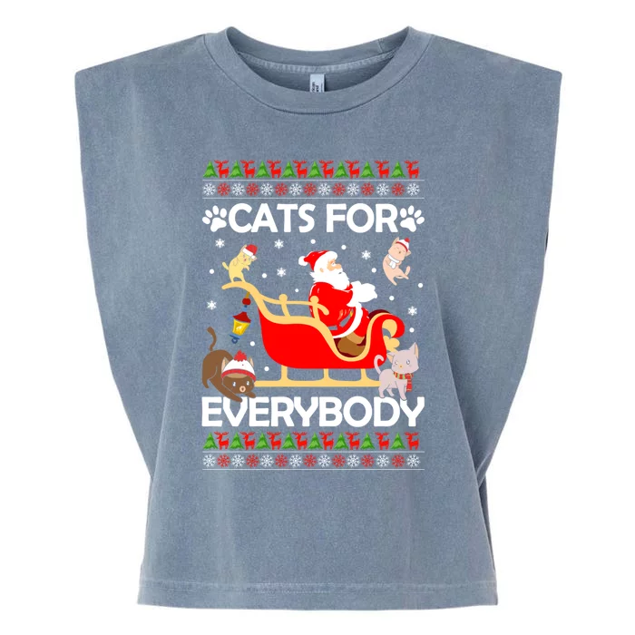 Cats For Everybody Santa Sleigh Lover Cute Santa Kitten Love Cute Gift Garment-Dyed Women's Muscle Tee