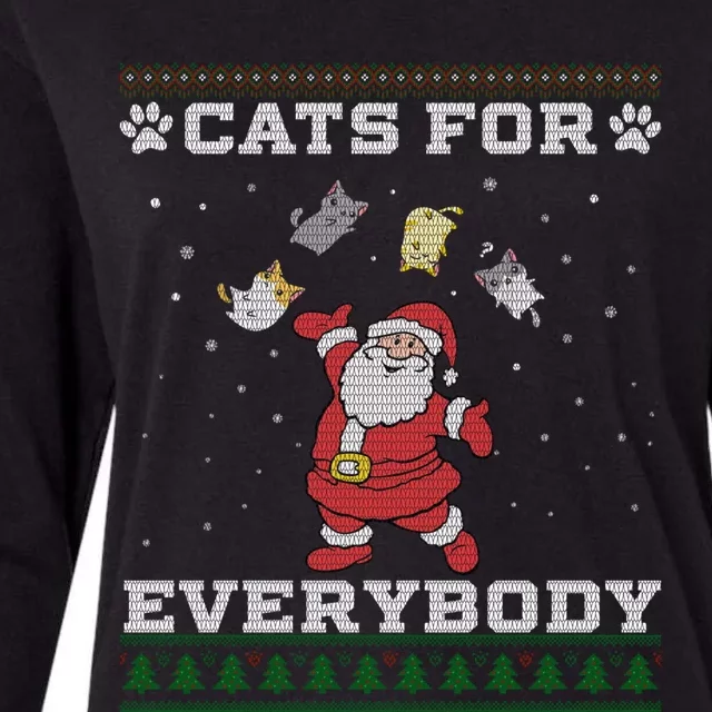 Cats For Everybody Ugly Christmas Funny Xmas Cute Cat Lover Gift Womens Cotton Relaxed Long Sleeve T-Shirt