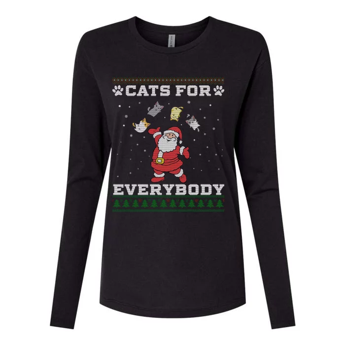 Cats For Everybody Ugly Christmas Funny Xmas Cute Cat Lover Gift Womens Cotton Relaxed Long Sleeve T-Shirt