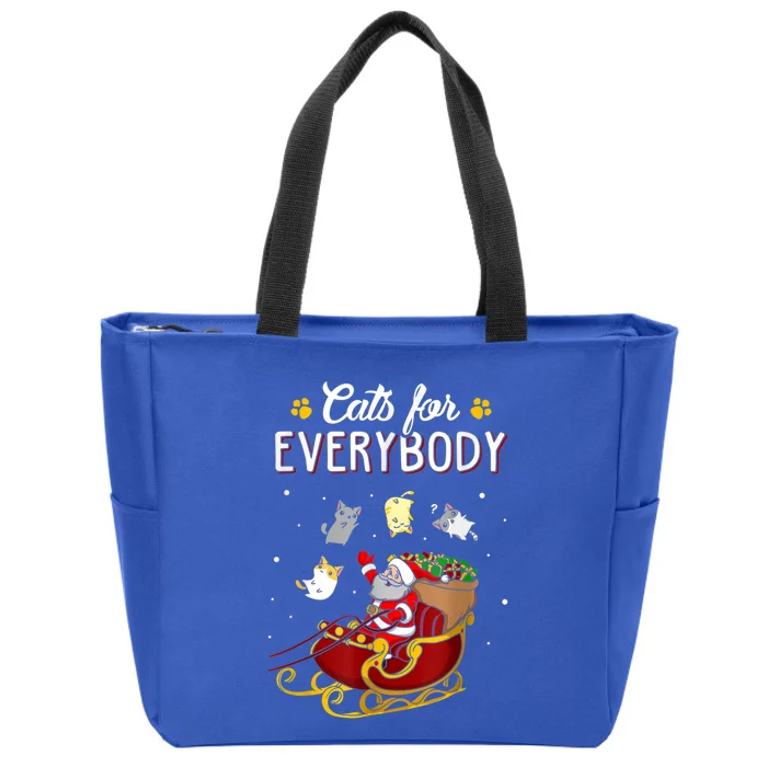 Cats For Everybody Ugly Christmas Cat Gift Cool Gift Zip Tote Bag