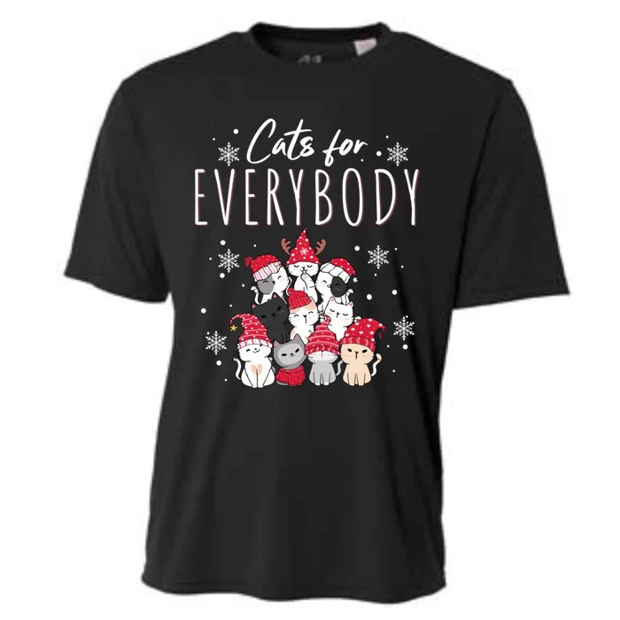 Cats For Everybody Ugly Funny Christmas Cute Cat Xmas Pajama Great Gift Cooling Performance Crew T-Shirt