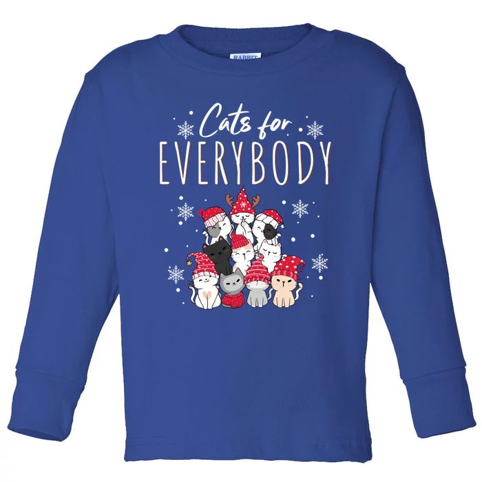 Cats For Everybody Ugly Funny Christmas Cute Cat Xmas Pajama Great Gift Toddler Long Sleeve Shirt