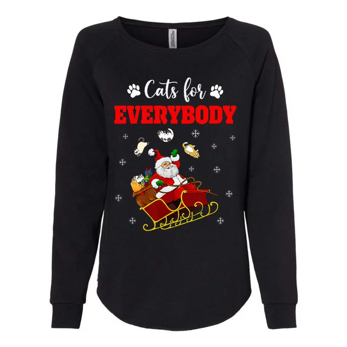 Cats For Everybody Christmas Cat Funny Xmas Santa Womens California Wash Sweatshirt