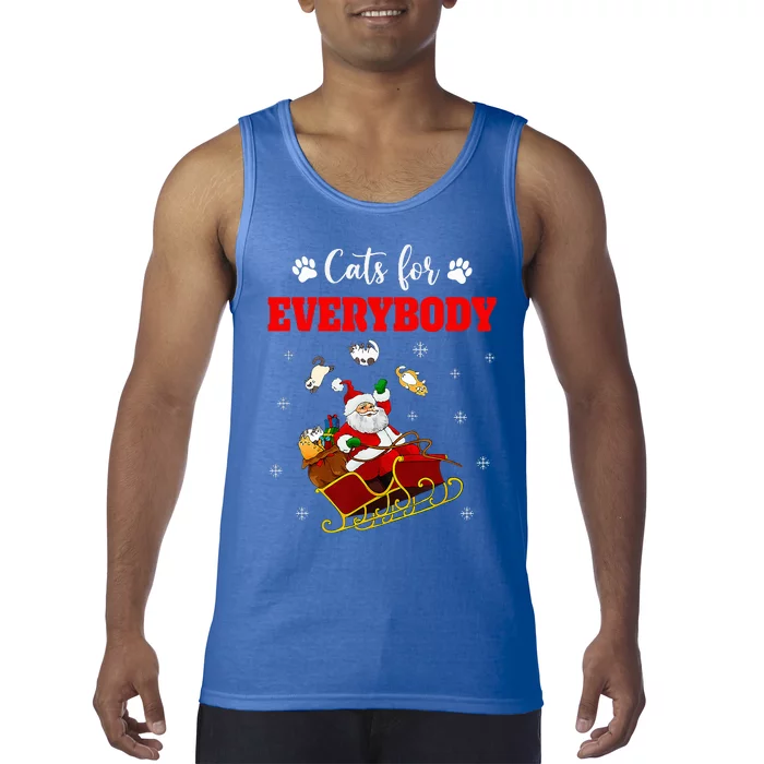 Cats For Everybody Christmas Cat Funny Xmas Santa Tank Top