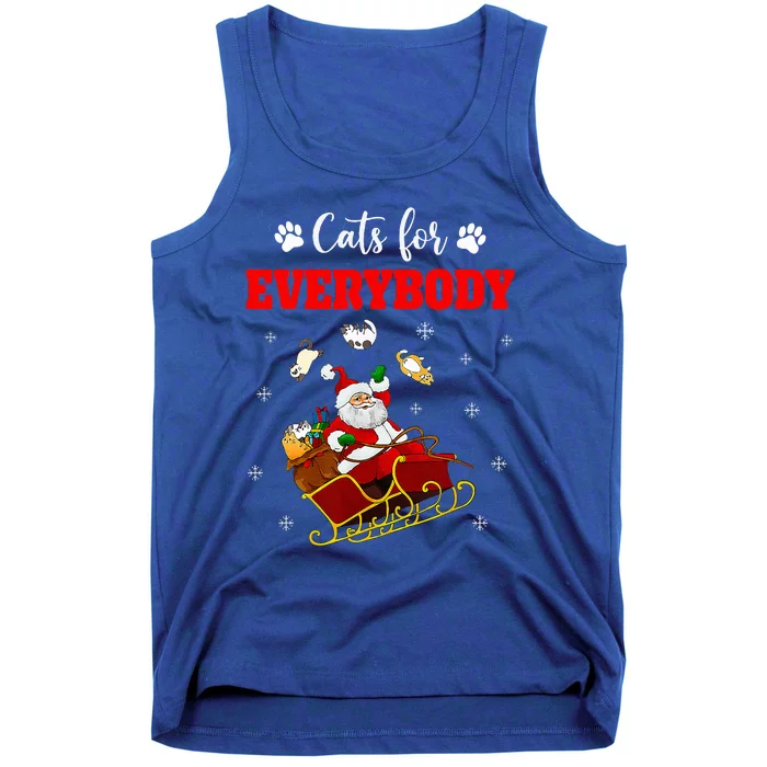 Cats For Everybody Christmas Cat Funny Xmas Santa Tank Top