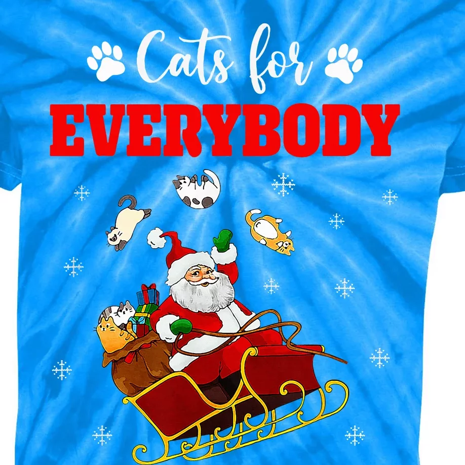 Cats For Everybody Christmas Cat Funny Xmas Santa Kids Tie-Dye T-Shirt