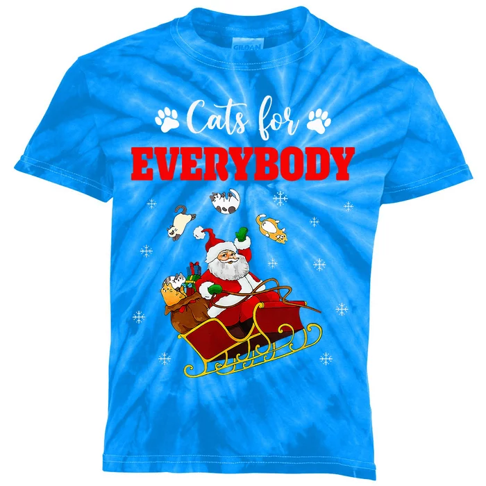 Cats For Everybody Christmas Cat Funny Xmas Santa Kids Tie-Dye T-Shirt