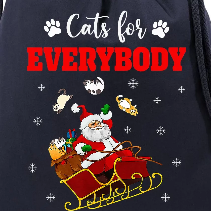 Cats For Everybody Christmas Cat Funny Xmas Santa Drawstring Bag